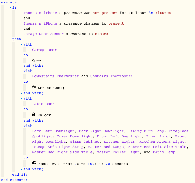 Example webCoRE Piston for SmartThings Automation
