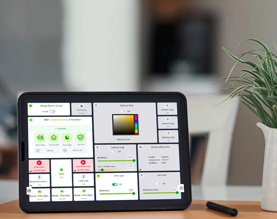 Hubitat dashboard showing connected devices