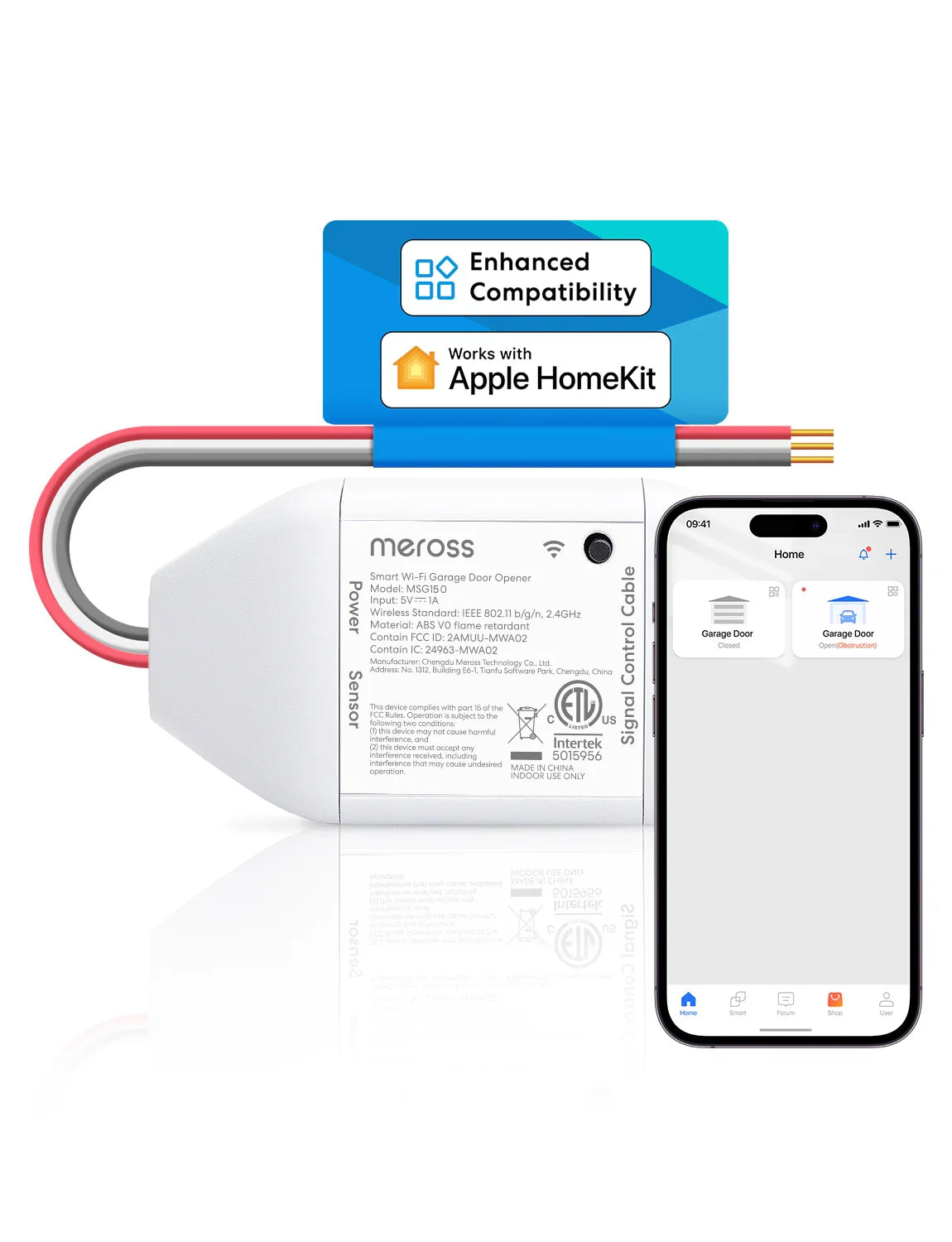 Meross garage door shown in Apple Home app