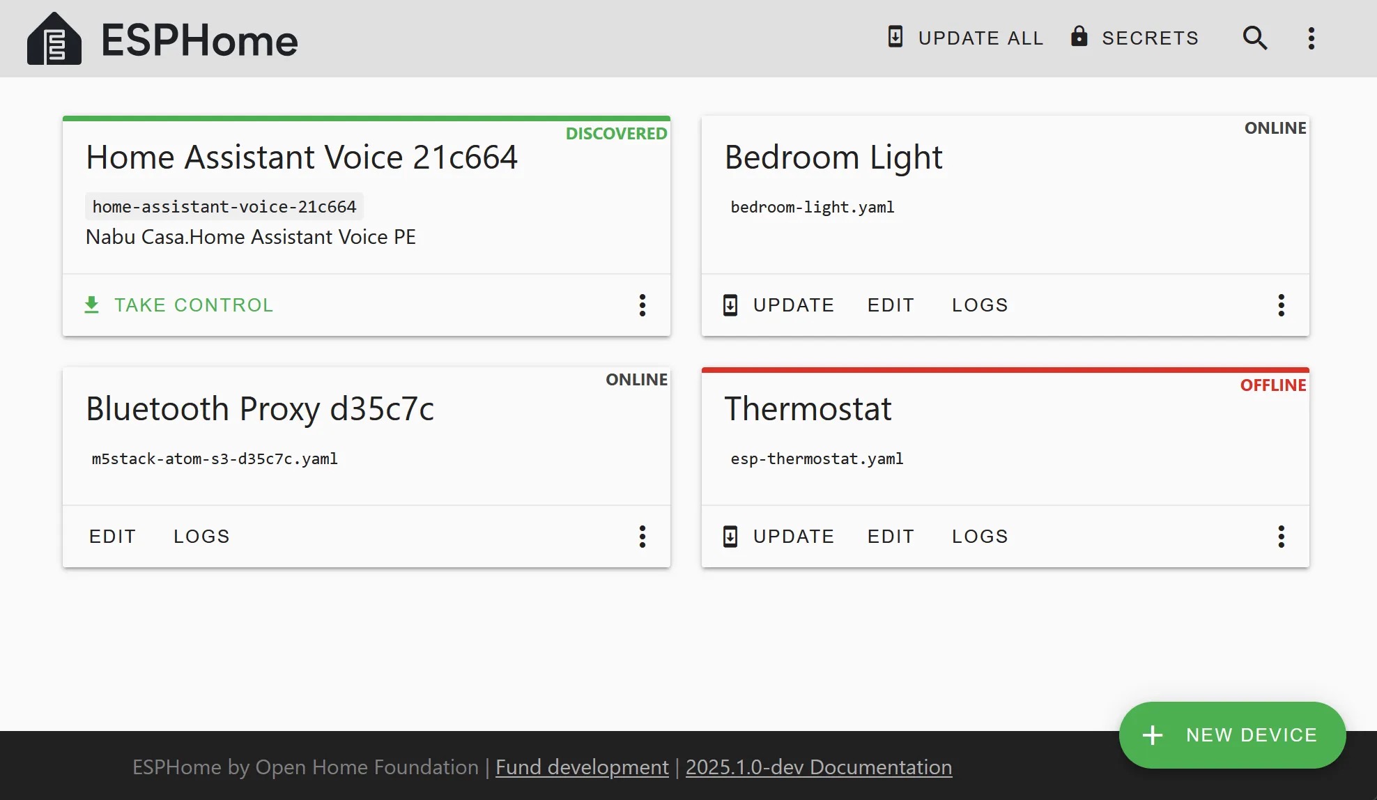 Tasmota web UI showing power monitoring