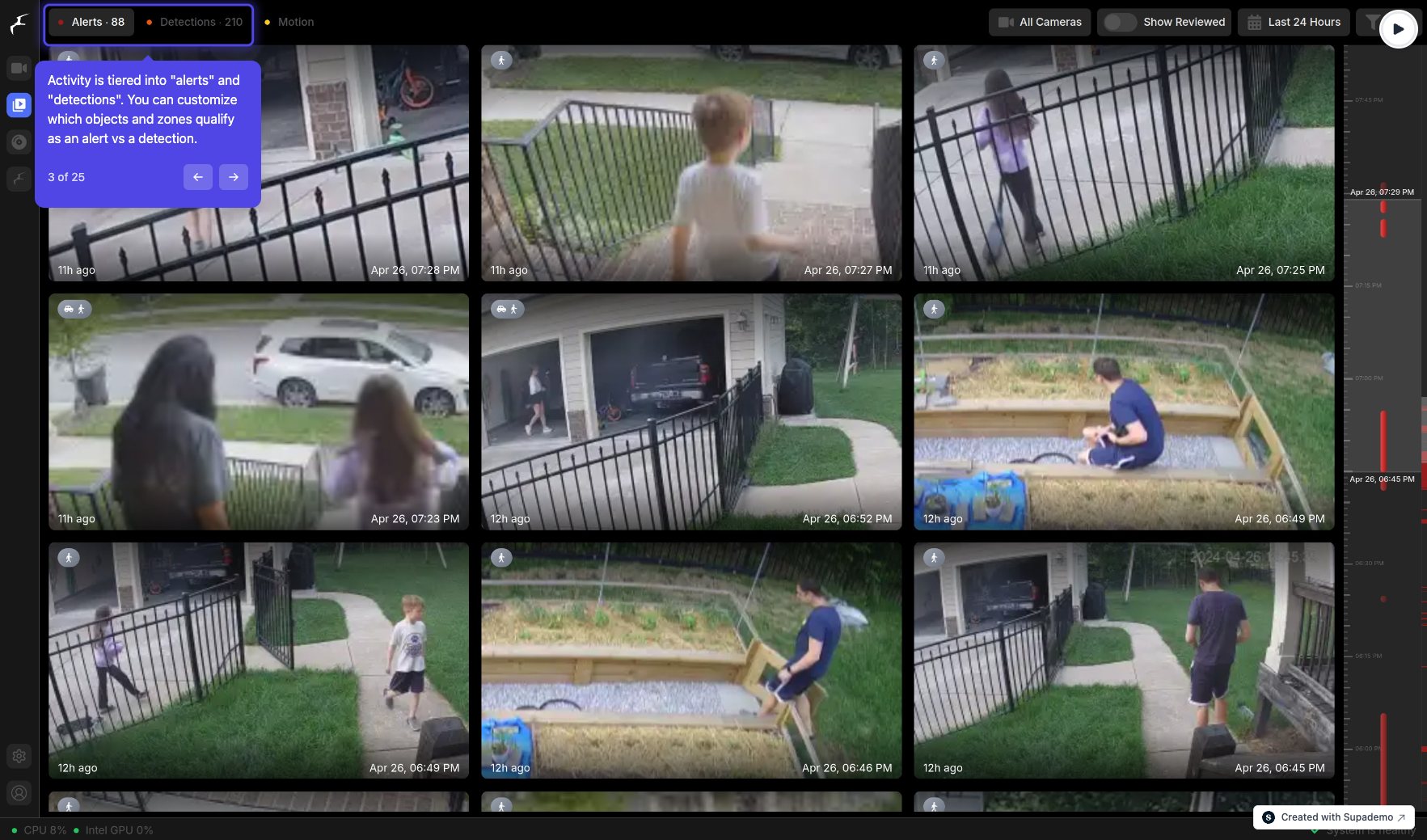 Frigate detection zones drawn on camera feed