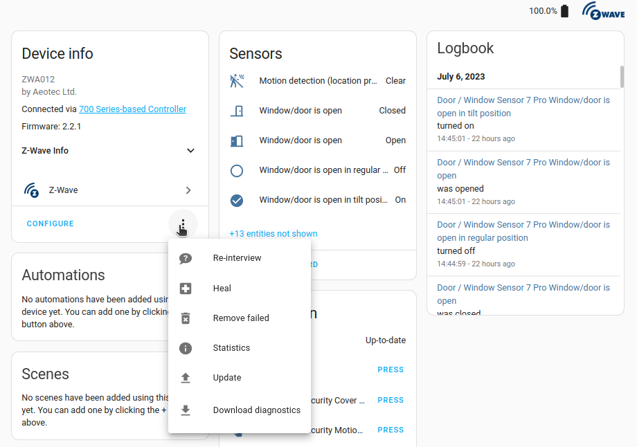 Z-Wave JS device list